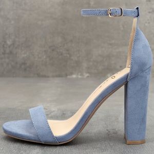 Taylor Blue Suede Ankle Strap Heels